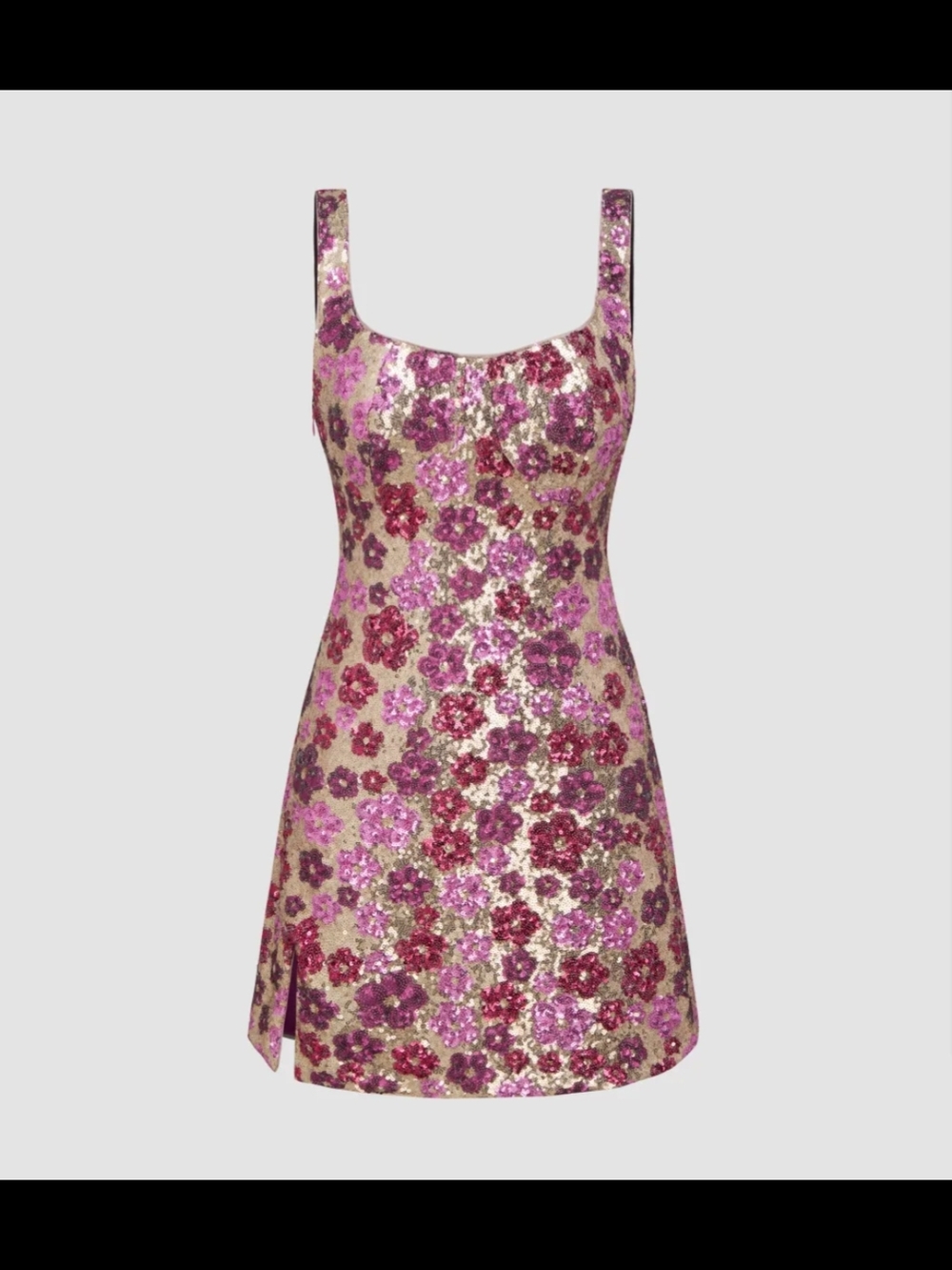 Sequin Floral Mini Dress - Pink Floral
